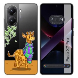 Funda Silicona Transparente para Xiaomi Poco X7 Pro 5G diseño Jirafa Dibujos