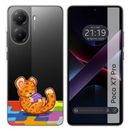 Funda Silicona Transparente para Xiaomi Poco X7 Pro 5G diseño Leopardo Dibujos