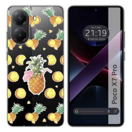 Funda Silicona Transparente para Xiaomi Poco X7 Pro 5G diseño Piña Dibujos