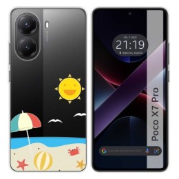 Funda Silicona Transparente para Xiaomi Poco X7 Pro 5G diseño Playa Dibujos