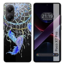 Funda Silicona Transparente para Xiaomi Poco X7 Pro 5G diseño Plumas Dibujos