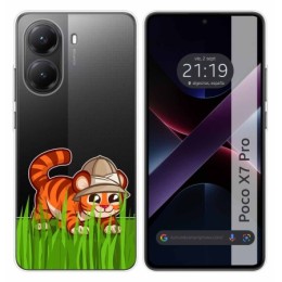 Funda Silicona Transparente para Xiaomi Poco X7 Pro 5G diseño Tigre Dibujos
