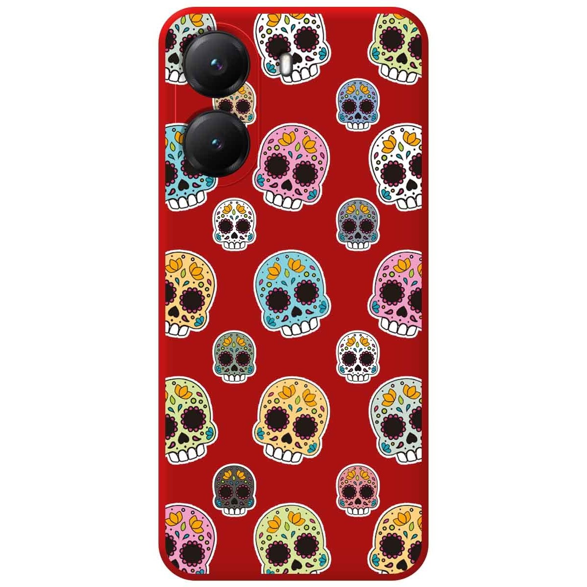 Funda Silicona Líquida Roja para Xiaomi Poco X7 Pro 5G diseño Catrina Dibujos