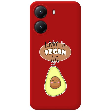 Funda Silicona Líquida Roja para Xiaomi Poco X7 Pro 5G diseño Vegan Life Dibujos
