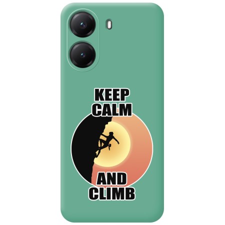 Funda Silicona Líquida Verde para Xiaomi Poco X7 Pro 5G diseño Mujer Escalada Dibujos