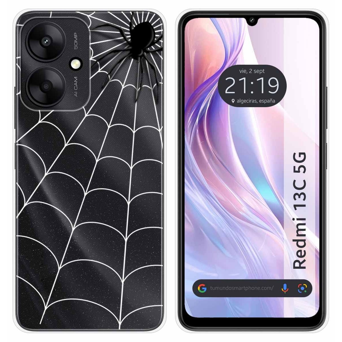 Funda Silicona Transparente para Xiaomi Redmi 13C 5G diseño Araña Dibujos
