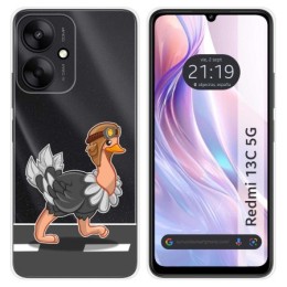 Funda Silicona Transparente para Xiaomi Redmi 13C 5G diseño Avestruz Dibujos