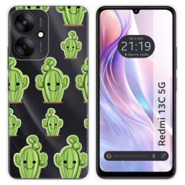 Funda Silicona Transparente para Xiaomi Redmi 13C 5G diseño Cactus Dibujos