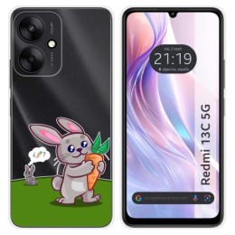 Funda Silicona Transparente para Xiaomi Redmi 13C 5G diseño Conejo Dibujos