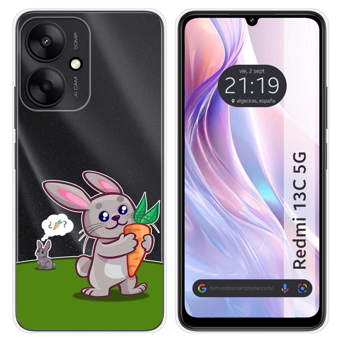 Funda Silicona Transparente para Xiaomi Redmi 13C 5G diseño Conejo Dibujos