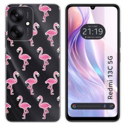 Funda Silicona Transparente para Xiaomi Redmi 13C 5G diseño Flamenco Dibujos