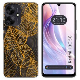 Funda Silicona Transparente para Xiaomi Redmi 13C 5G diseño Hojas Dibujos