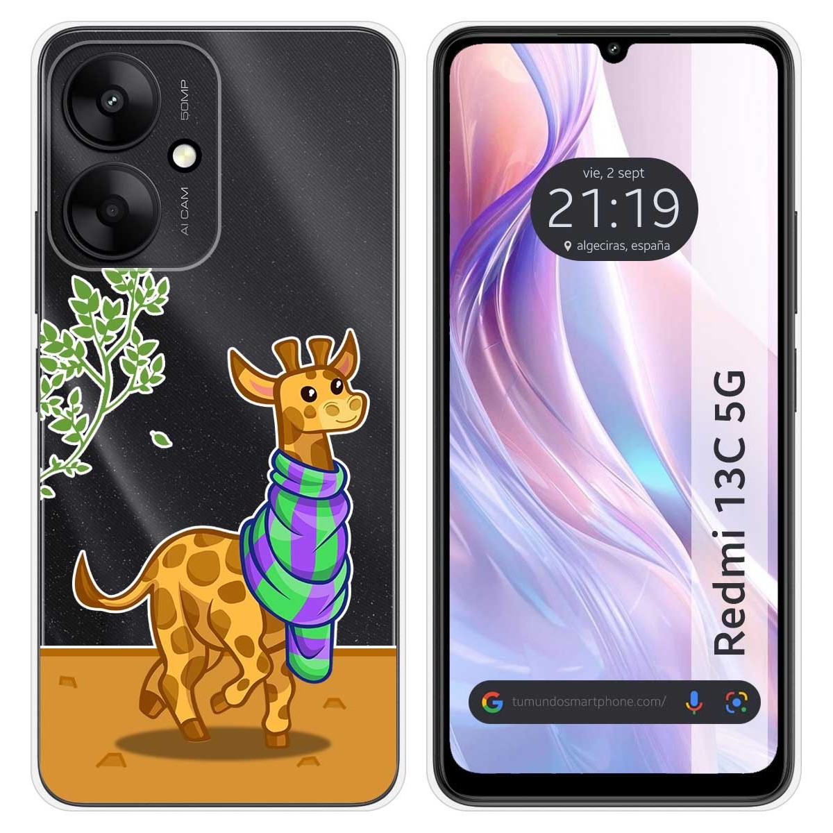 Funda Silicona Transparente para Xiaomi Redmi 13C 5G diseño Jirafa Dibujos
