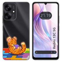 Funda Silicona Transparente para Xiaomi Redmi 13C 5G diseño Leopardo Dibujos