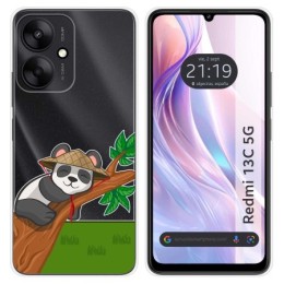 Funda Silicona Transparente para Xiaomi Redmi 13C 5G diseño Panda Dibujos