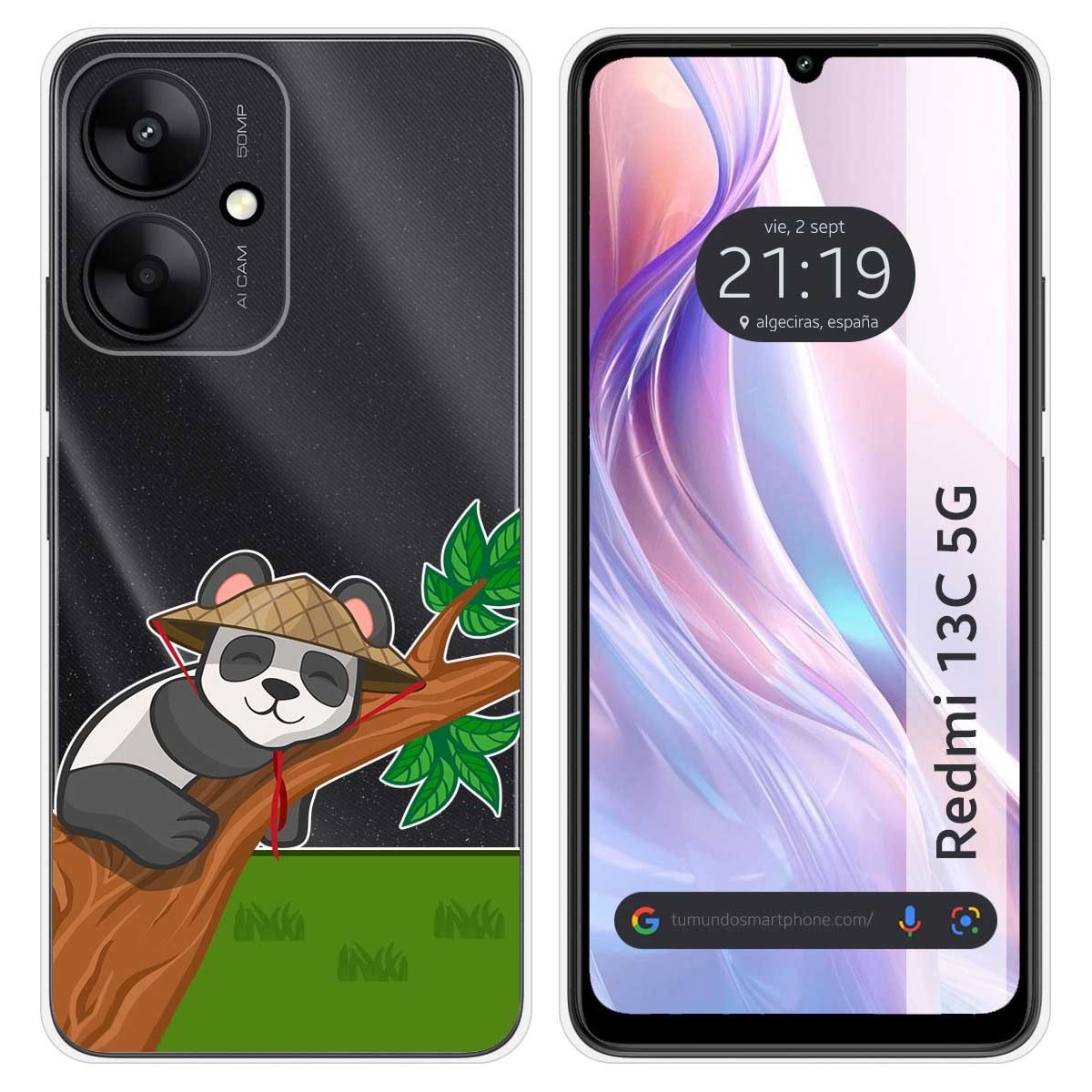 Funda Silicona Transparente para Xiaomi Redmi 13C 5G diseño Panda Dibujos
