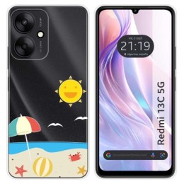 Funda Silicona Transparente para Xiaomi Redmi 13C 5G diseño Playa Dibujos