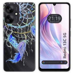 Funda Silicona Transparente para Xiaomi Redmi 13C 5G diseño Plumas Dibujos