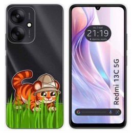 Funda Silicona Transparente para Xiaomi Redmi 13C 5G diseño Tigre Dibujos