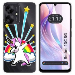 Funda Silicona Transparente para Xiaomi Redmi 13C 5G diseño Unicornio Dibujos