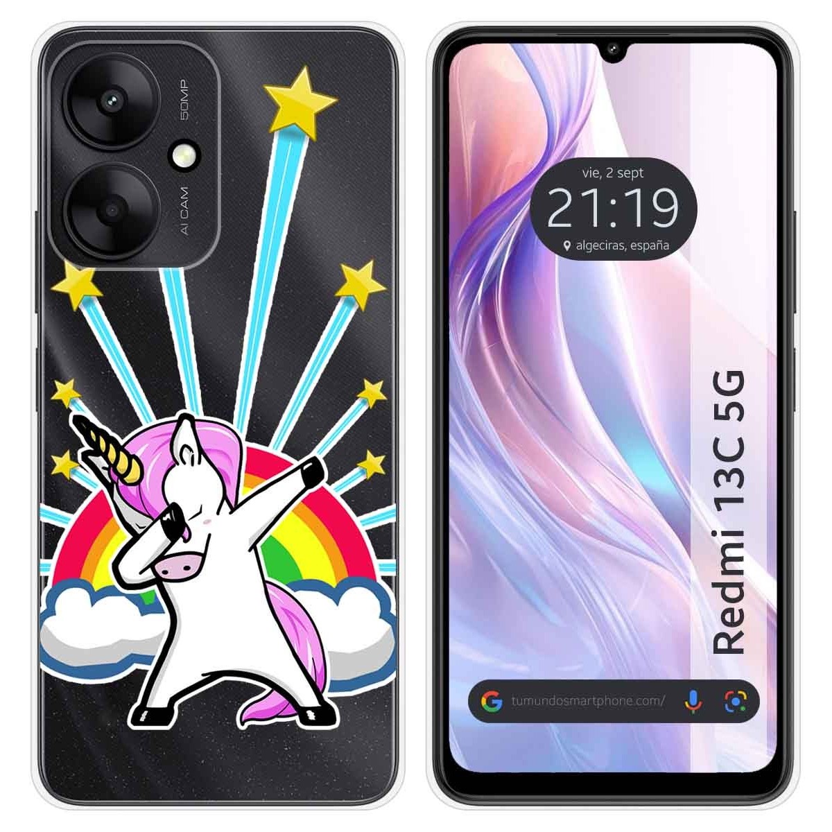 Funda Silicona Transparente para Xiaomi Redmi 13C 5G diseño Unicornio Dibujos