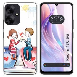 Funda Silicona para Xiaomi Redmi 13C 5G diseño Café Dibujos