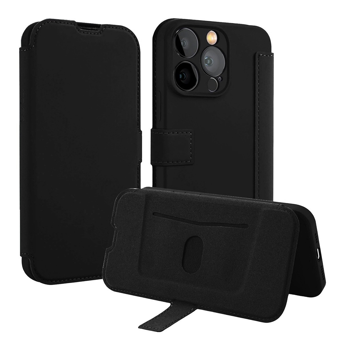 Funda Silicona Suave con Tapa para Xiaomi Redmi 12 color Negra