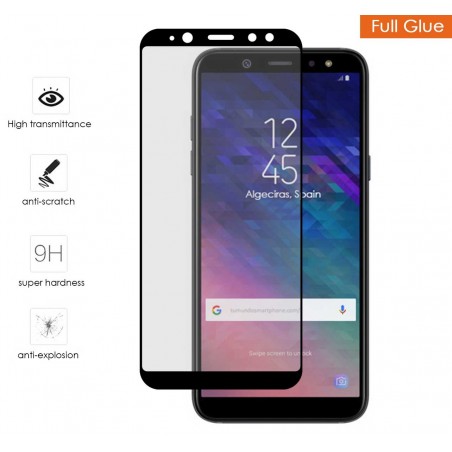 Protector Cristal Templado Completo Full Glue Negro para Samsung Galaxy A6 (2018) Vidrio