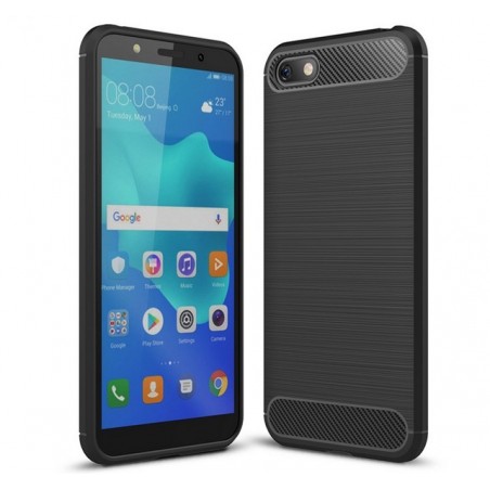 Funda Gel Tpu Tipo Carbon Negra para Huawei Honor 7S / Y5 2018