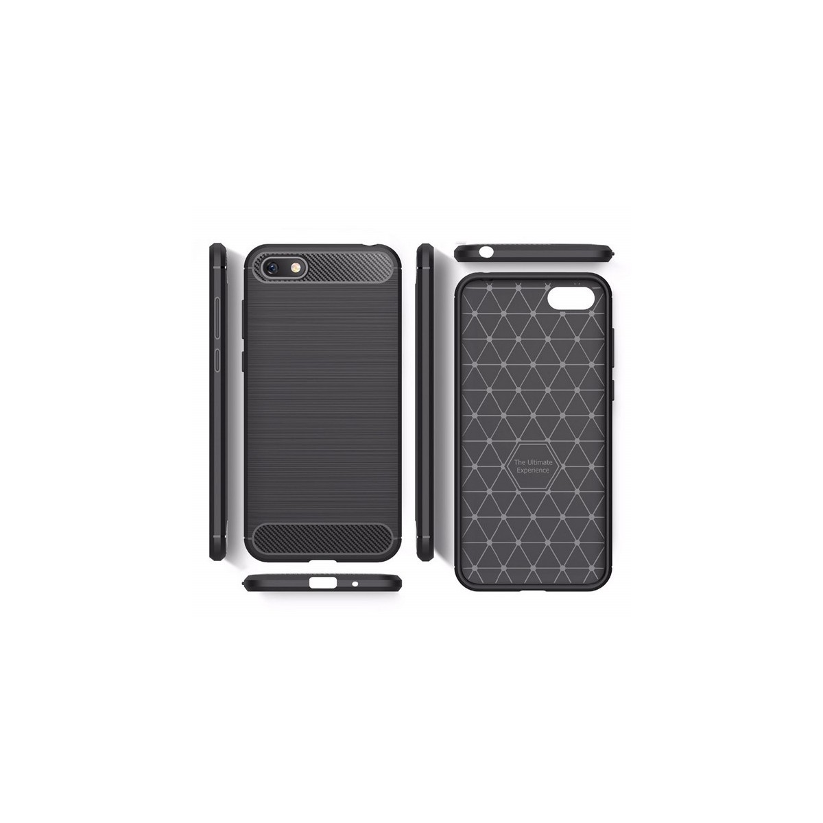 Funda Gel Tpu Tipo Carbon Negra para Huawei Honor 7S / Y5 2018