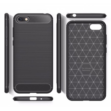 Funda Gel Tpu Tipo Carbon Negra para Huawei Honor 7S / Y5 2018