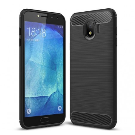 Funda Gel Tpu Tipo Carbon Negra para Samsung Galaxy J4 (2018)