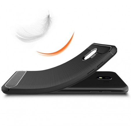 Funda Gel Tpu Tipo Carbon Negra para Samsung Galaxy J4 (2018)