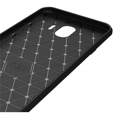 Funda Gel Tpu Tipo Carbon Negra para Samsung Galaxy J4 (2018)