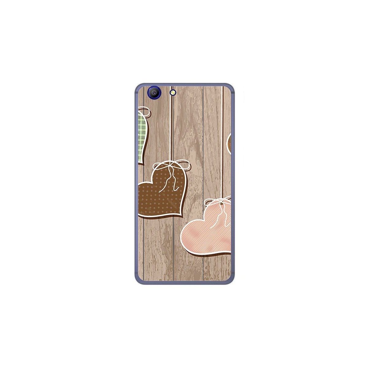 Funda Gel Tpu para Elephone R9 Diseño Corazones Madera Dibujos