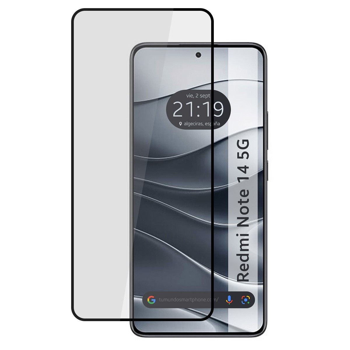 Protector Cristal Templado Completo 5D Full Glue Negro para Xiaomi Redmi Note 14 5G Vidrio