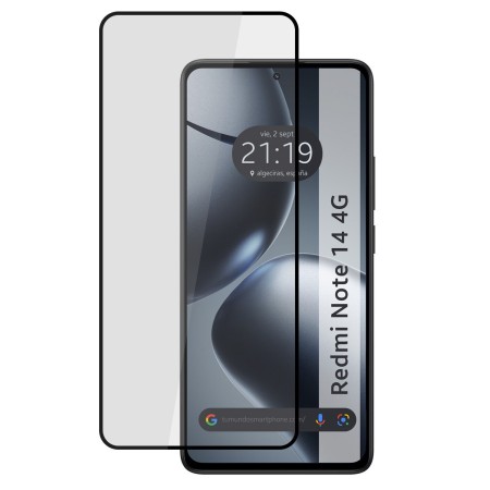 Protector Cristal Templado Completo 5D Full Glue Negro para Xiaomi Redmi Note 14 4G Vidrio