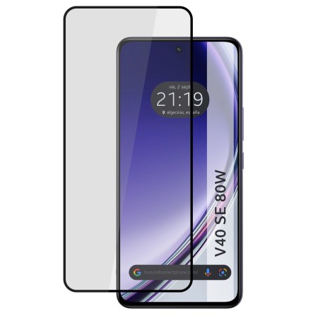Protector Cristal Templado Completo 5D Full Glue Negro para Vivo V40 SE 5G 80W Vidrio