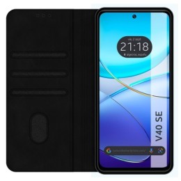 Funda Libro de Polipiel con tarjetero para Vivo V40 SE 5G color Negra 2
