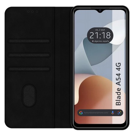 Funda Libro de Polipiel con tarjetero para Zte Blade A54 4G color Negra