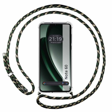 Funda Colgante Transparente para Realme Note 60 con Cordon Verde / Dorado