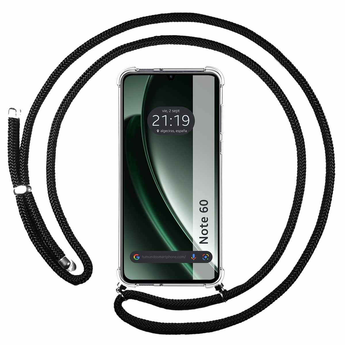 Funda Colgante Transparente para Realme Note 60 con Cordon Negro
