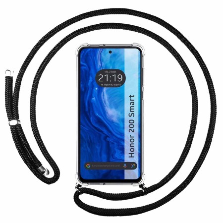Funda Colgante Transparente para Huawei Honor 200 Smart 5G con Cordon Negro