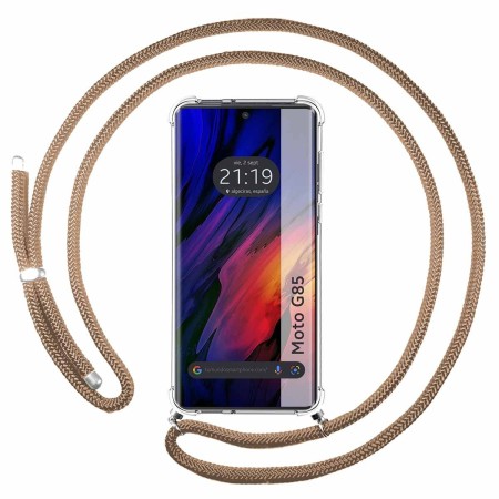 Funda Colgante Transparente para Motorola Moto G85 5G con Cordon Camel