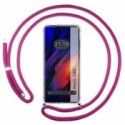 Funda Colgante Transparente para Motorola Moto G85 5G con Cordon Rosa Fucsia