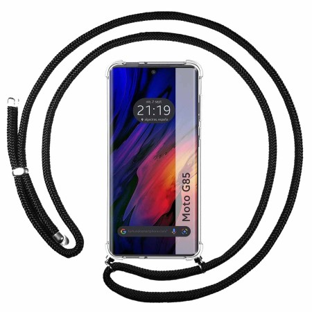 Funda Colgante Transparente para Motorola Moto G85 5G con Cordon Negro