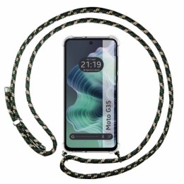 Funda Colgante Transparente para Motorola Moto G35 5G con Cordon Verde / Dorado