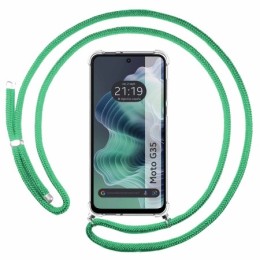 Funda Colgante Transparente para Motorola Moto G35 5G con Cordon Verde Agua