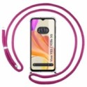 Funda Colgante Transparente para Vivo Y03 / Y28s 5G con Cordon Rosa Fucsia