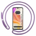 Funda Colgante Transparente para Vivo Y03 / Y28s 5G con Cordon Morado